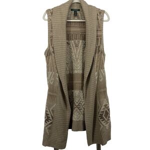 LAUREN Ralph Lauren Size M Sweater Vest SILK LINEN Blend Longline‎ Boho Western